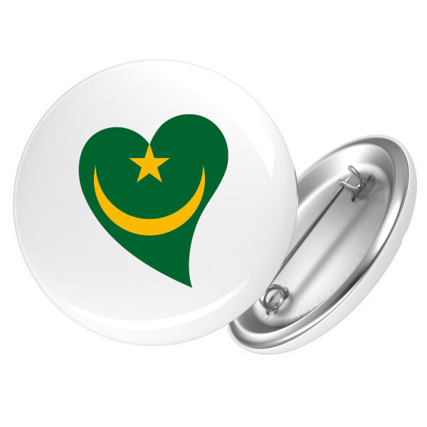 Button Mauretanien Flagge Herz Anstecker