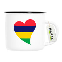 Emaille Tasse Mauritius Flagge Herz 300ml Vintage Emaille...