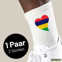 Socken Mauritius Flagge Herz Größe 37/46 White...