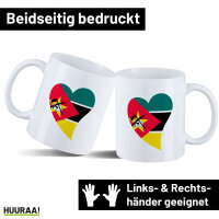 Kaffeetasse Mosambik Flagge Herz 330ml