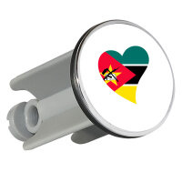 Waschbeckenstöpsel Mosambik Flagge Herz 4cm...