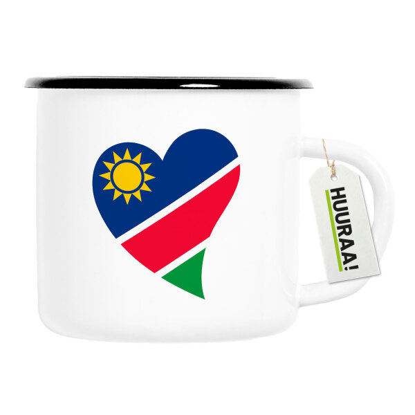 Emaille Tasse Namibia Flagge Herz 300ml Vintage Emaille Becher