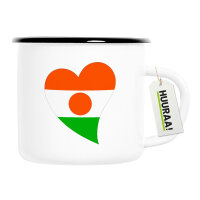 Emaille Tasse Niger Flagge Herz 300ml Vintage Emaille Becher