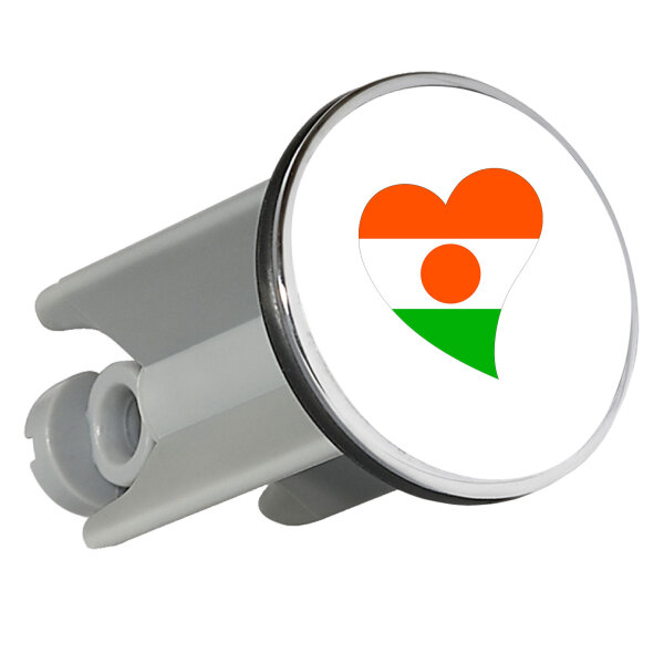 Waschbeckenstöpsel Niger Flagge Herz 4cm Abflussstopfen