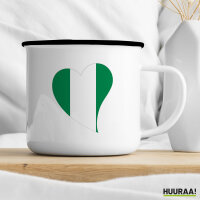 Emaille Tasse Nigeria Flagge Herz 300ml Vintage Emaille Becher