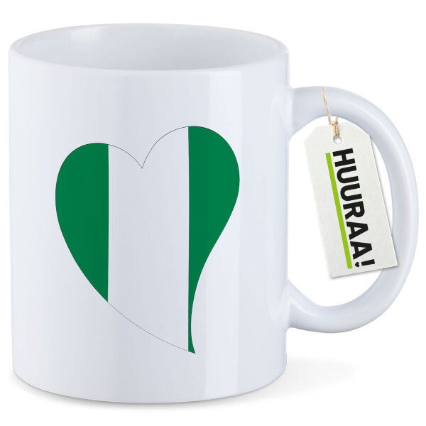 Kaffeetasse Nigeria Flagge Herz 330ml