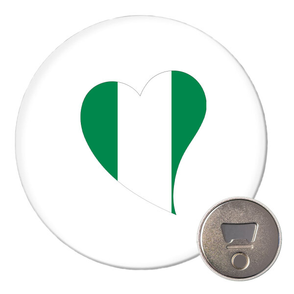 Magnet Nigeria Flagge Herz 59mm Kühlschrankmagnet Flaschenöffner