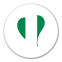 Aufkleber Nigeria Flagge Herz 10cm rund