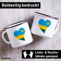 Emaille Tasse Ruanda Flagge Herz 300ml Vintage Emaille...