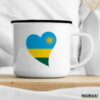 Emaille Tasse Ruanda Flagge Herz 300ml Vintage Emaille Becher