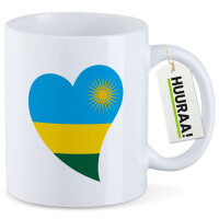 Kaffeetasse Ruanda Flagge Herz 330ml