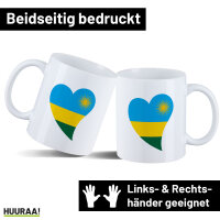 Kaffeetasse Ruanda Flagge Herz 330ml
