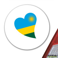Aufkleber Ruanda Flagge Herz 10cm rund