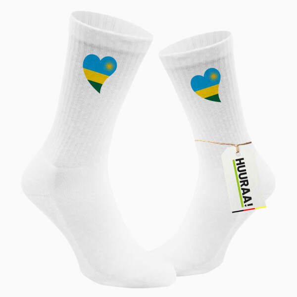 Socken Ruanda Flagge Herz Größe 37/46 White Motiv Tennissocken