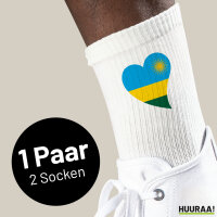 Socken Ruanda Flagge Herz Größe 37/46 White...