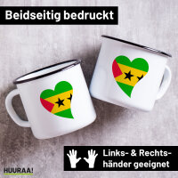 Emaille Tasse Sao Tome und Principe Flagge Herz 300ml...