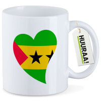 Kaffeetasse Sao Tome und Principe Flagge Herz 330ml