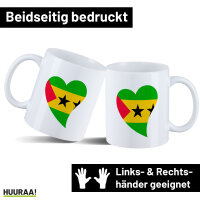 Kaffeetasse Sao Tome und Principe Flagge Herz 330ml