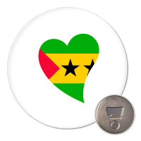 Magnet Sao Tome und Principe Flagge Herz 59mm Kühlschrankmagnet Flaschenöffner