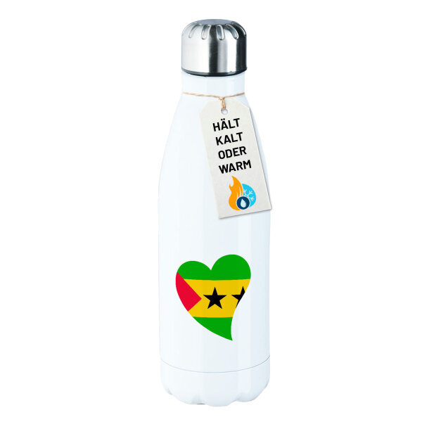 Edelstahl-Trinkflasche Sao Tome und Principe Flagge Herz 500ml Wasserflasche