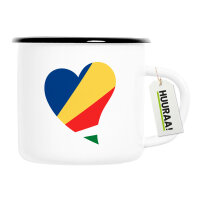 Emaille Tasse Seychellen Flagge Herz 300ml Vintage...