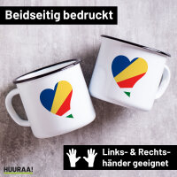 Emaille Tasse Seychellen Flagge Herz 300ml Vintage...