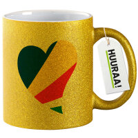 Glitzertasse Seychellen Flagge Herz 330ml