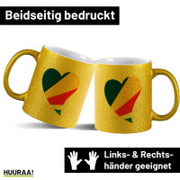 Glitzertasse Seychellen Flagge Herz 330ml