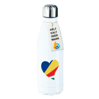 Edelstahl-Trinkflasche Seychellen Flagge Herz 500ml...