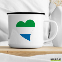 Emaille Tasse Sierra Leone Flagge Herz 300ml Vintage Emaille Becher