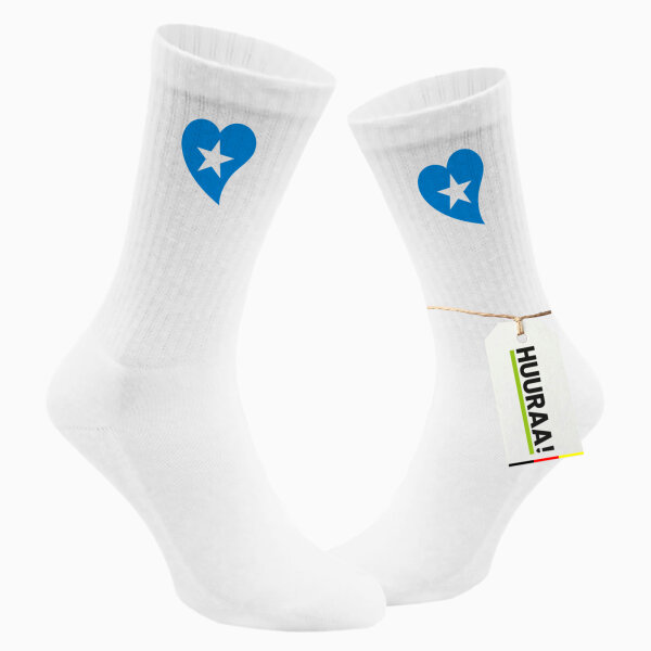 Socken Somalia Flagge Herz Größe 37/46 White Motiv Tennissocken
