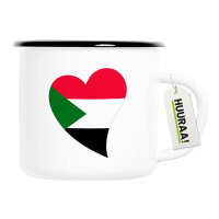 Emaille Tasse Sudan Flagge Herz 300ml Vintage Emaille Becher