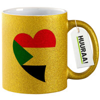 Glitzertasse Sudan Flagge Herz 330ml