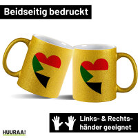 Glitzertasse Sudan Flagge Herz 330ml
