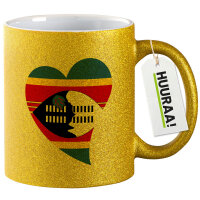Glitzertasse Swasiland Flagge Herz 330ml