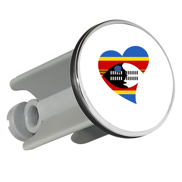 Waschbeckenstöpsel Swasiland Flagge Herz 4cm Abflussstopfen