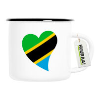 Emaille Tasse Tansania Flagge Herz 300ml Vintage Emaille...