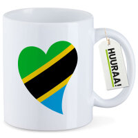 Kaffeetasse Tansania Flagge Herz 330ml