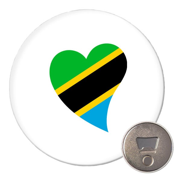 Magnet Tansania Flagge Herz 59mm Kühlschrankmagnet Flaschenöffner