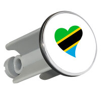 Waschbeckenstöpsel Tansania Flagge Herz 4cm Abflussstopfen