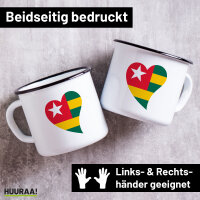 Emaille Tasse Togo Flagge Herz 300ml Vintage Emaille Becher