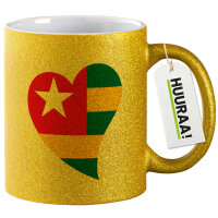 Glitzertasse Togo Flagge Herz 330ml