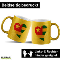Glitzertasse Togo Flagge Herz 330ml