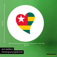 Aufkleber Togo Flagge Herz 10cm Sticker