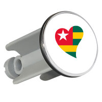 Waschbeckenstöpsel Togo Flagge Herz 4cm Abflussstopfen