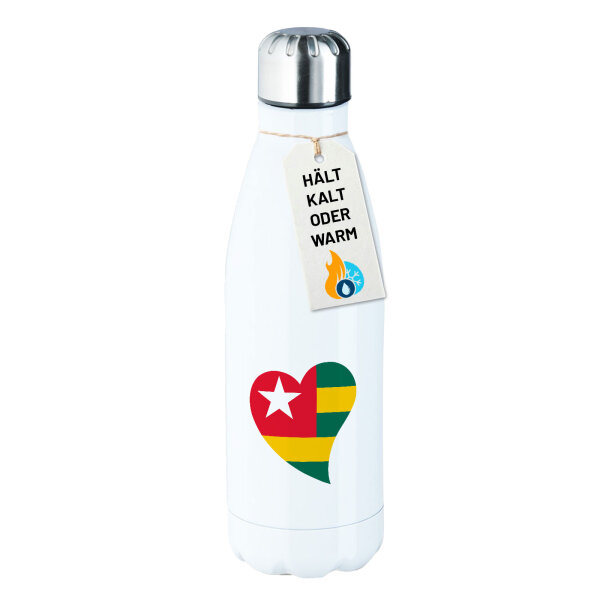 Edelstahl-Trinkflasche Togo Flagge Herz 500ml Wasserflasche