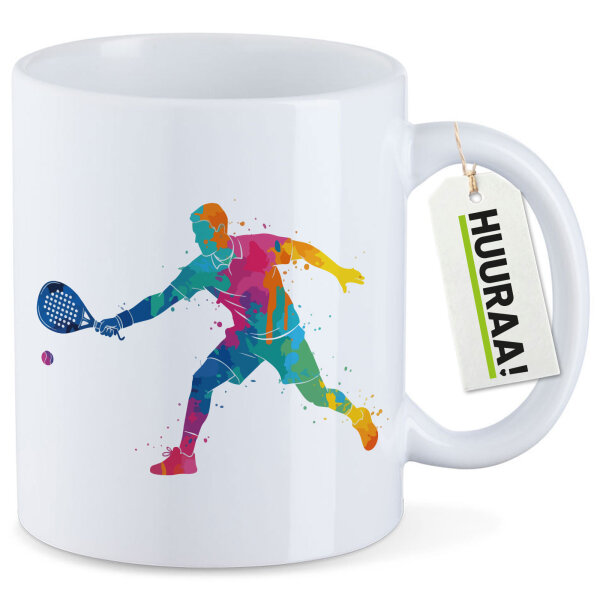 Kaffeetasse Padel Tennis bunte Silhouette 330ml