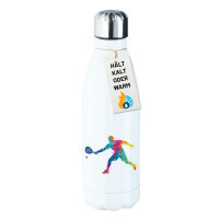 Edelstahl-Trinkflasche Padel Tennis bunte Silhouette...