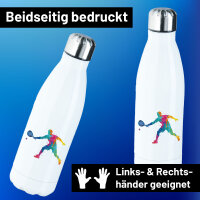 Edelstahl-Trinkflasche Padel Tennis bunte Silhouette...