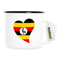 Emaille Tasse Uganda Flagge Herz 300ml Vintage Emaille...
